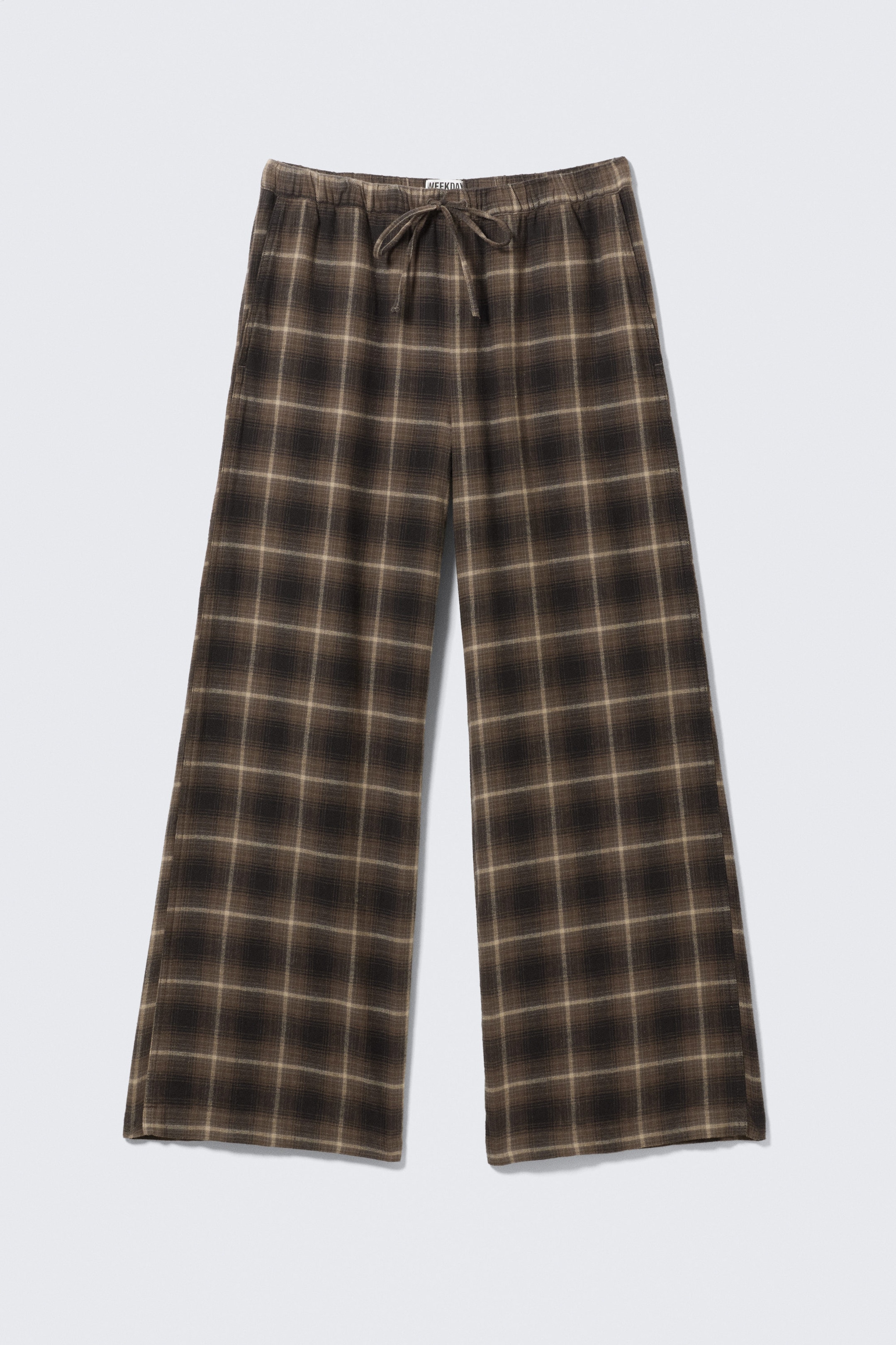 Donkerbruin geruit - Wijde flanellen pyjamabroek - 5