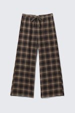 Donkerbruin geruit - Wijde flanellen pyjamabroek - 5