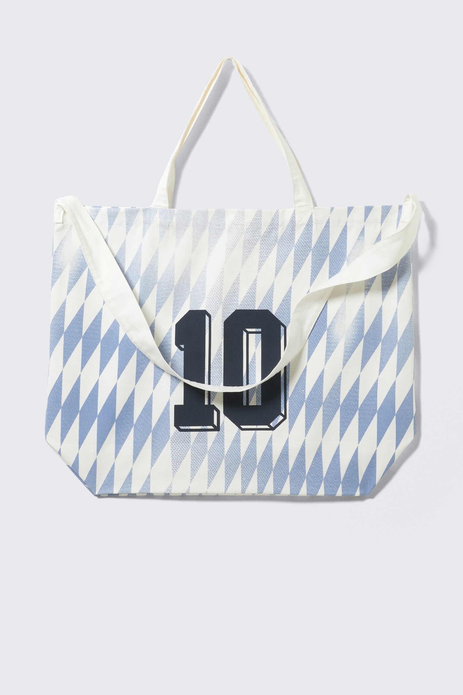 Borsa tote grande in stile merchandising - Bianco e blu – Fantazy FC