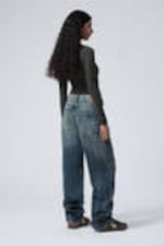Gasoline Blue - Medium Blue - Galaxy Loose Straight Leg Jeans - 10