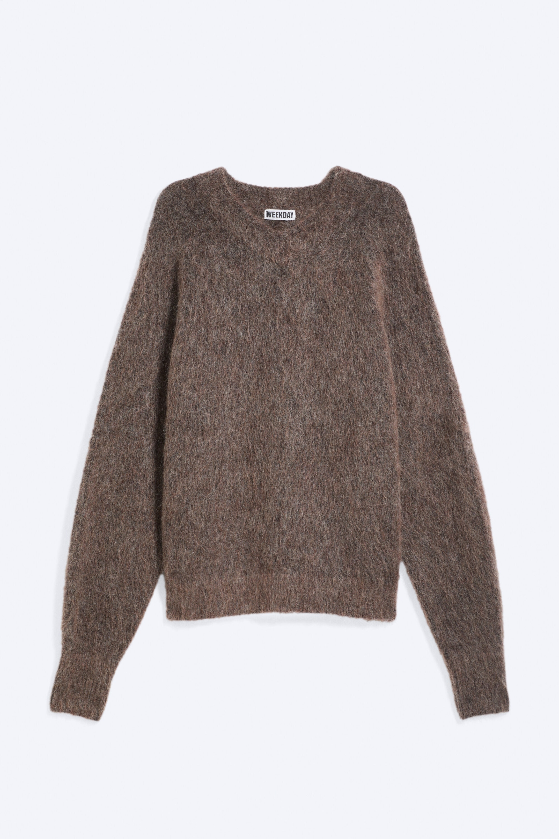 Dark Mole - Knitted V-neck Mohair-Blend Sweater - 3