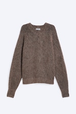 Dark Mole - Knitted V-neck Mohair-Blend Sweater - 3