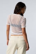 White - T-Shirt mit schmaler Passform aus Netzstoff - 3