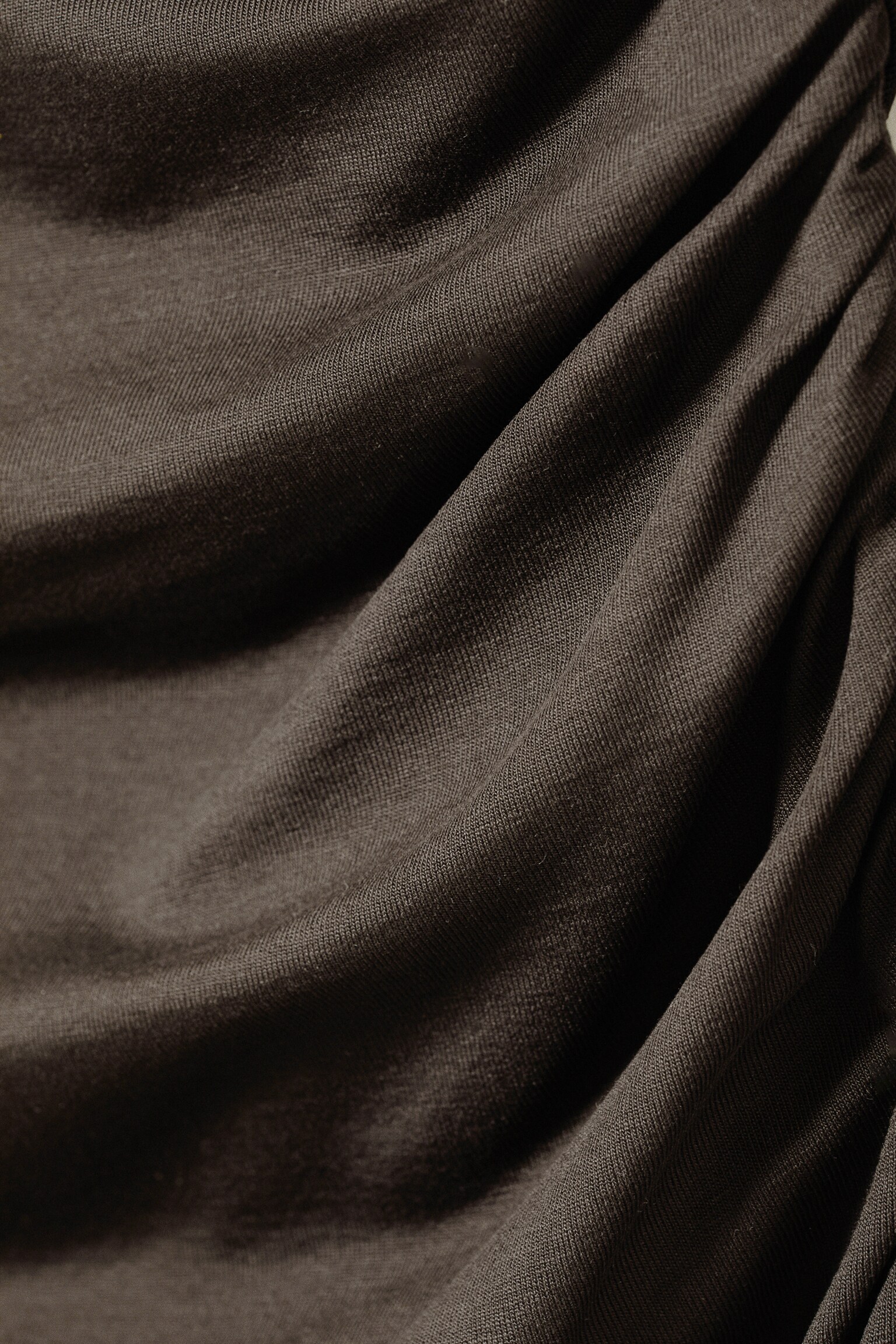 Gathered Mini Long Sleeve Dress - Dark Brown/Black/Dark Brown - 2