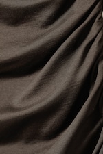 Dark Brown - Gathered Mini Long Sleeve Dress - 1