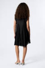 Black - Flowy V-Neck Mini Dress - 3