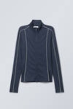 Dunkelblau - Lionella Paspel-Langarmshirt mit Reißverschluss - 0