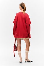 Leuchtendes Rot - Mehrlagiges Longsleeve-Shirt aus Baumwolle - 2