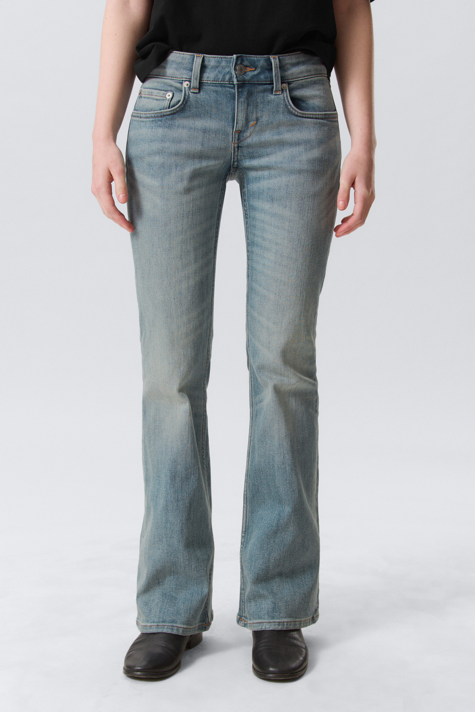 Gloria Blue - Mittelblau - Hour Low Waist Skinny Bootcut Jeans - 2