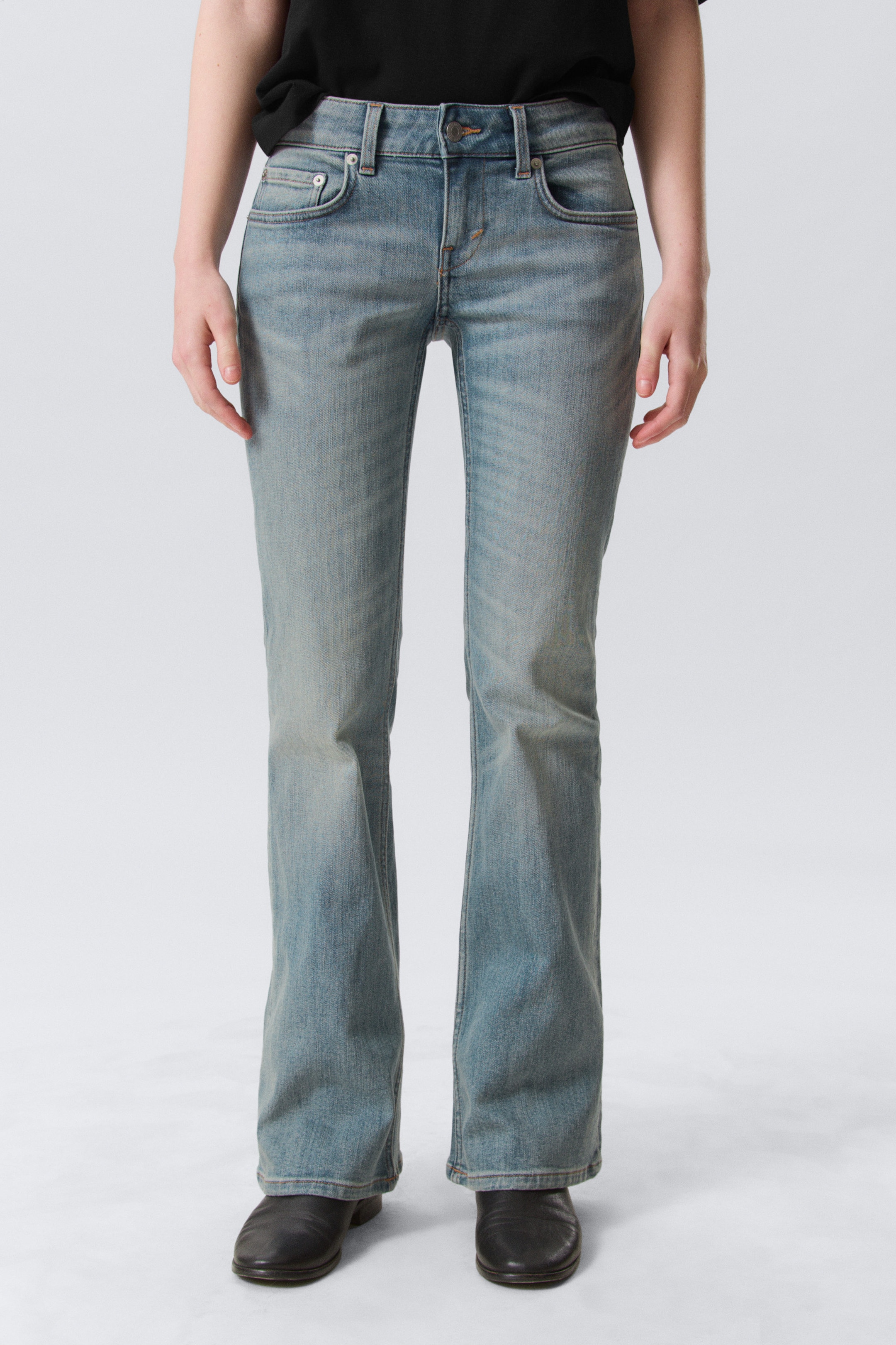 Gloria Blue - Mellanblå - Hour Low Waist Skinny Bootcut Leg Jeans - 2