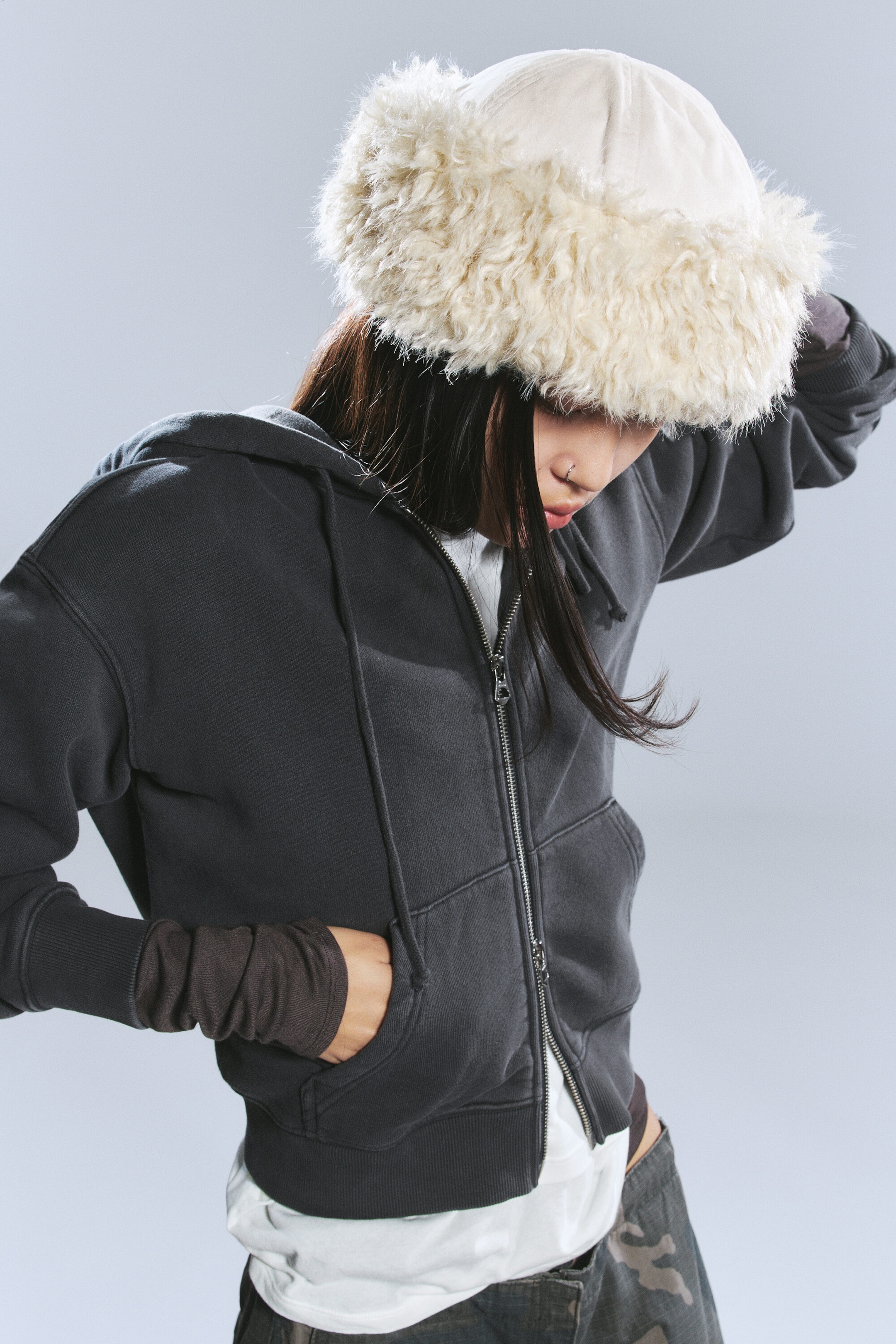 Dusty White - Faux Fur Docker Hat