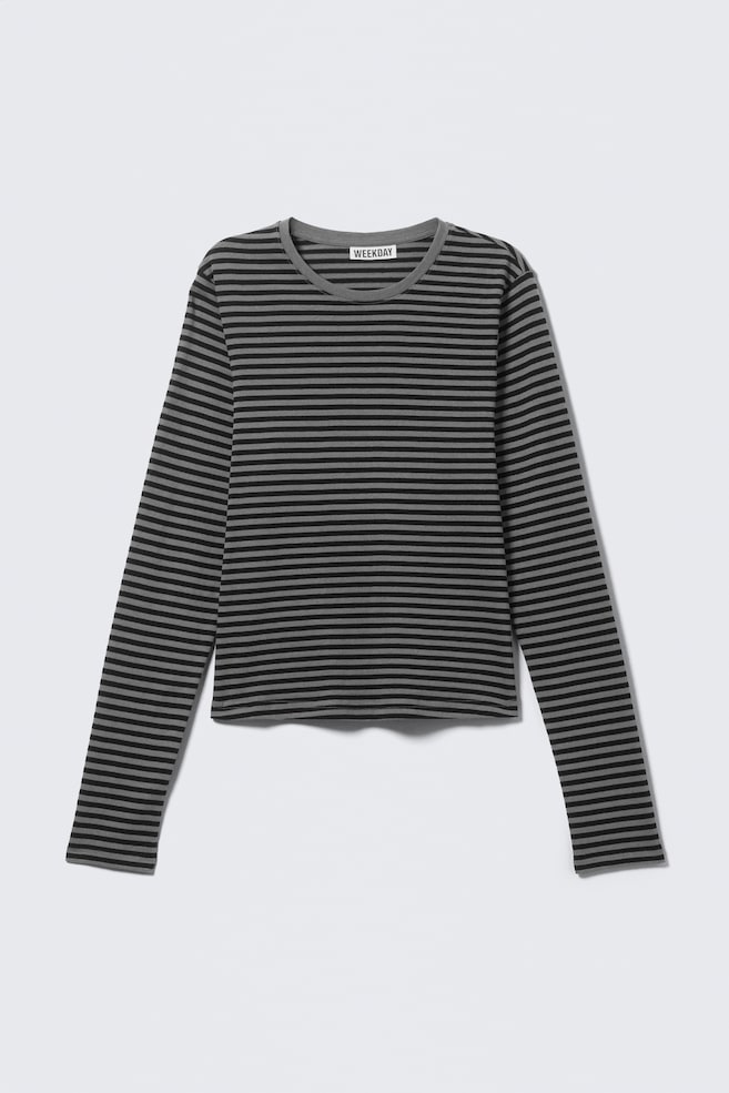 Top a maniche lunghe - Righe nere e grigie/Bianco/Rosso scuro a righe/Nero - 1
