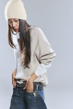 Dusty White - Hairy Alpaca-Blend Beanie - 0