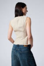 Helles Beige - Ärmelloses Zip-Top aus Baumwolle - 2