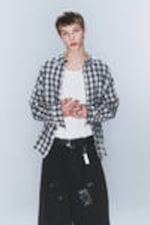 Checked Dark Blue - CM x LB Checked Long-Sleeved Unisex Shirt - 5