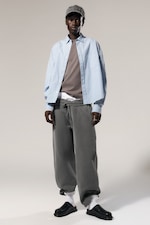 Checked Blue - Boxy Long-Sleeved Cotton Poplin Shirt - 4