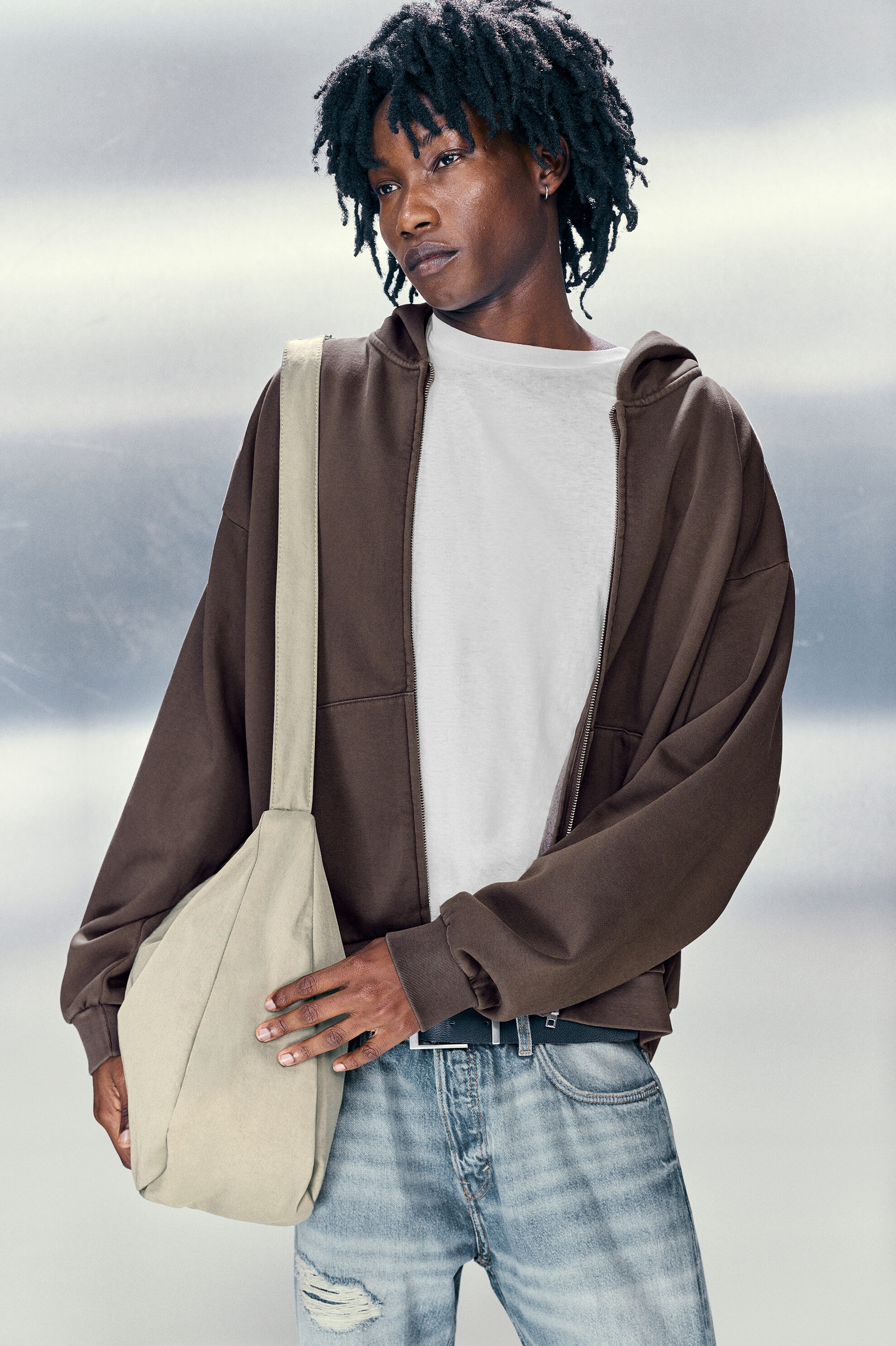 loose fit zip hoodie - Dark Brown | Weekday WW