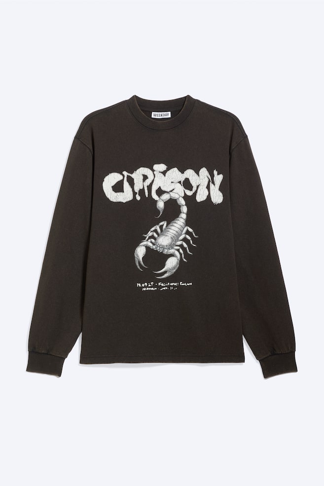 Lässiges Longsleeve mit Grafikdruck - Schwarz - Skorpion - 1
