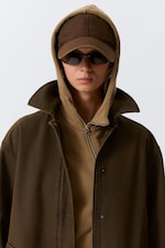 Dark Khaki Green - Oversized Canvas Car Coat - 2