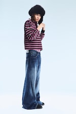 Blue Web - Medium Blue - Rad Super Regular Waist Loose Wide Jeans - 1