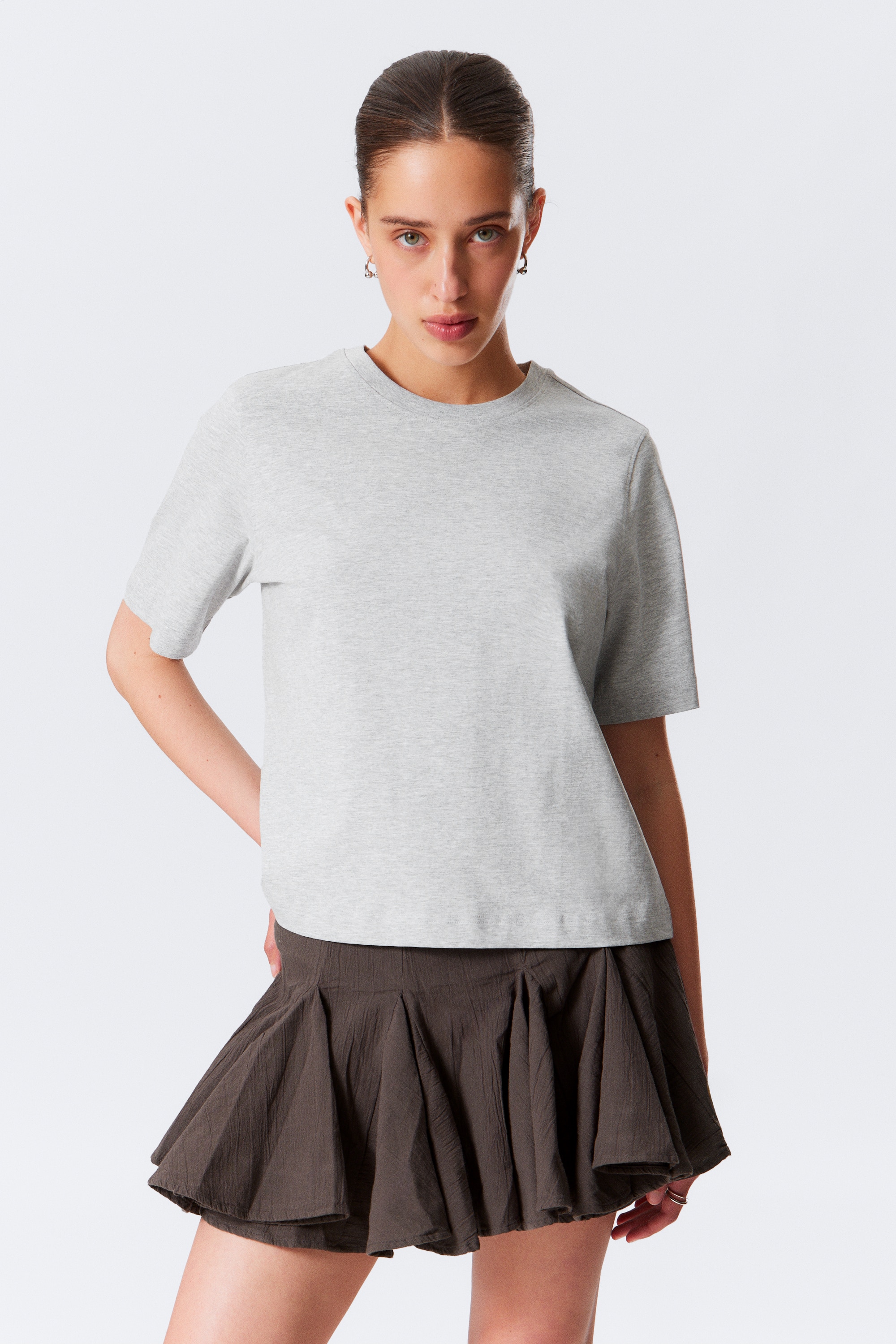 Camiseta boxy Perfect - Gris claro jaspeado/Blanco/Negro/Azul oscuro/Marrón oscuro/Verde oscuro/Gris claro/Verde caqui