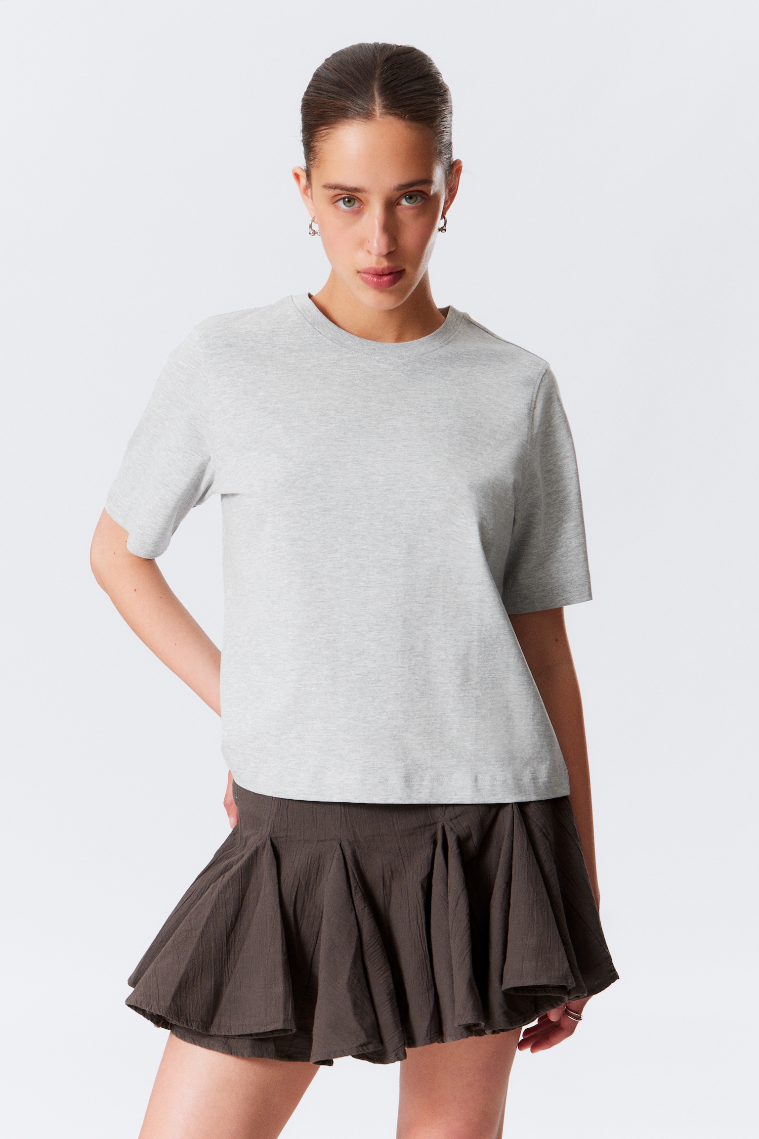 Perfect Boxy T-shirt - Light Grey Melange/White/Dark Blue/Black/Dark Green/Dark Brown/Bright Red