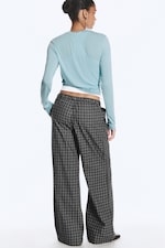 Noir à carreaux - Pantalon de pyjama large en flanelle - 3