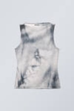 White & Blue - Annie Boat-Neck Printed Sleeveless Top - 0