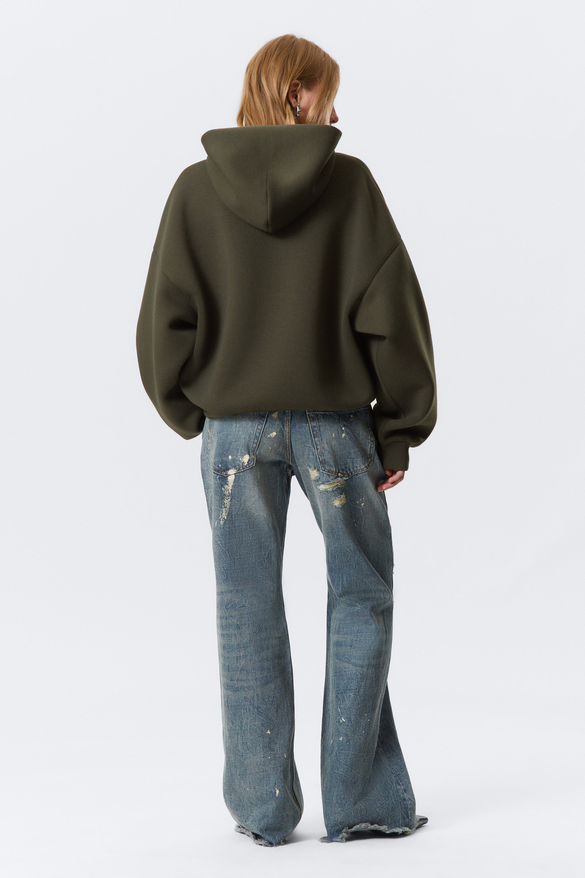 Mörk khakigrön - Oversized scuba hoodie - 2