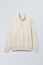 Beige - Oversized-Sweatshirt mit kurzem Reißverschluss - 0