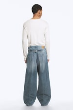 Gloria Blue - Medium Blue - ASTRO MID RISE LOOSE BAGGY TWIST JEANS - 5