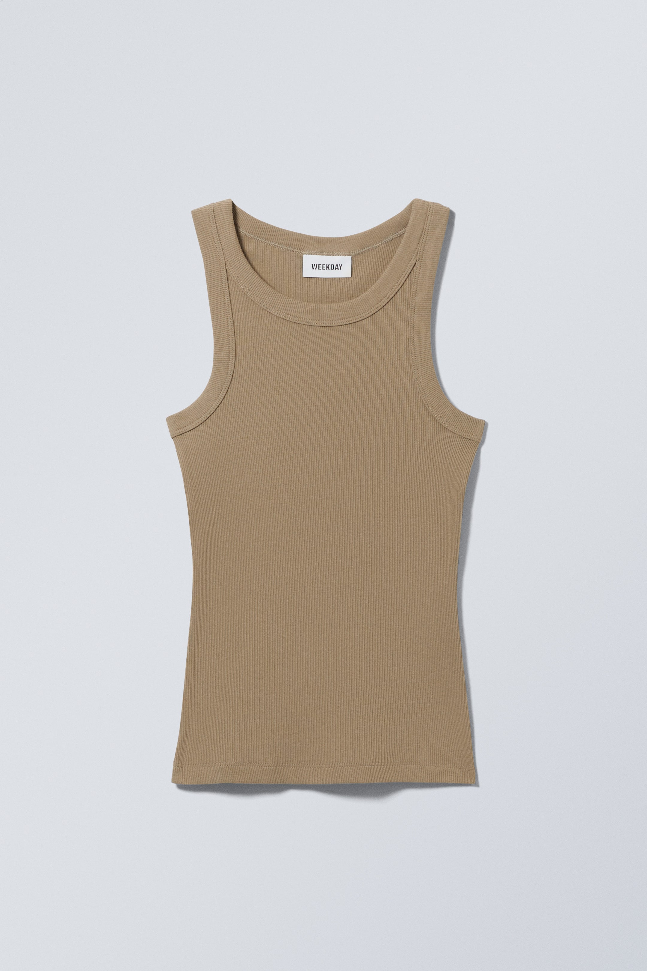Brown - Tailliertes geripptes Tanktop - 0