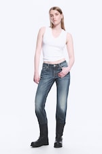 Blue Hymn - Mittelblau - Nail Low Waist Slim Straight Leg Jeans - 6