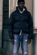 Dark Navy Blue - Recycled Down Relaxed Puffer Jacket - 1