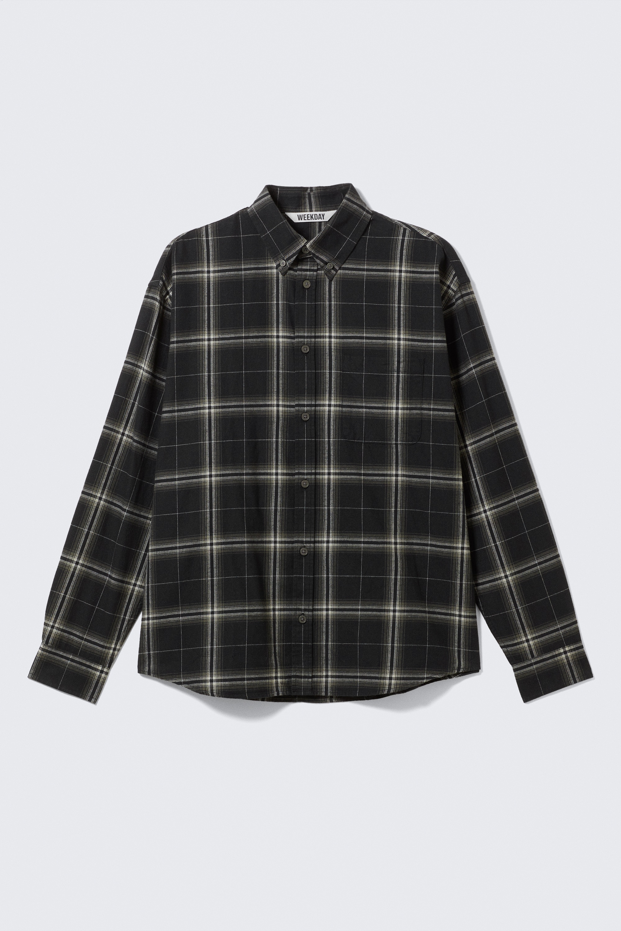 Løs pasform ternet flannelskjorte - Black Checked