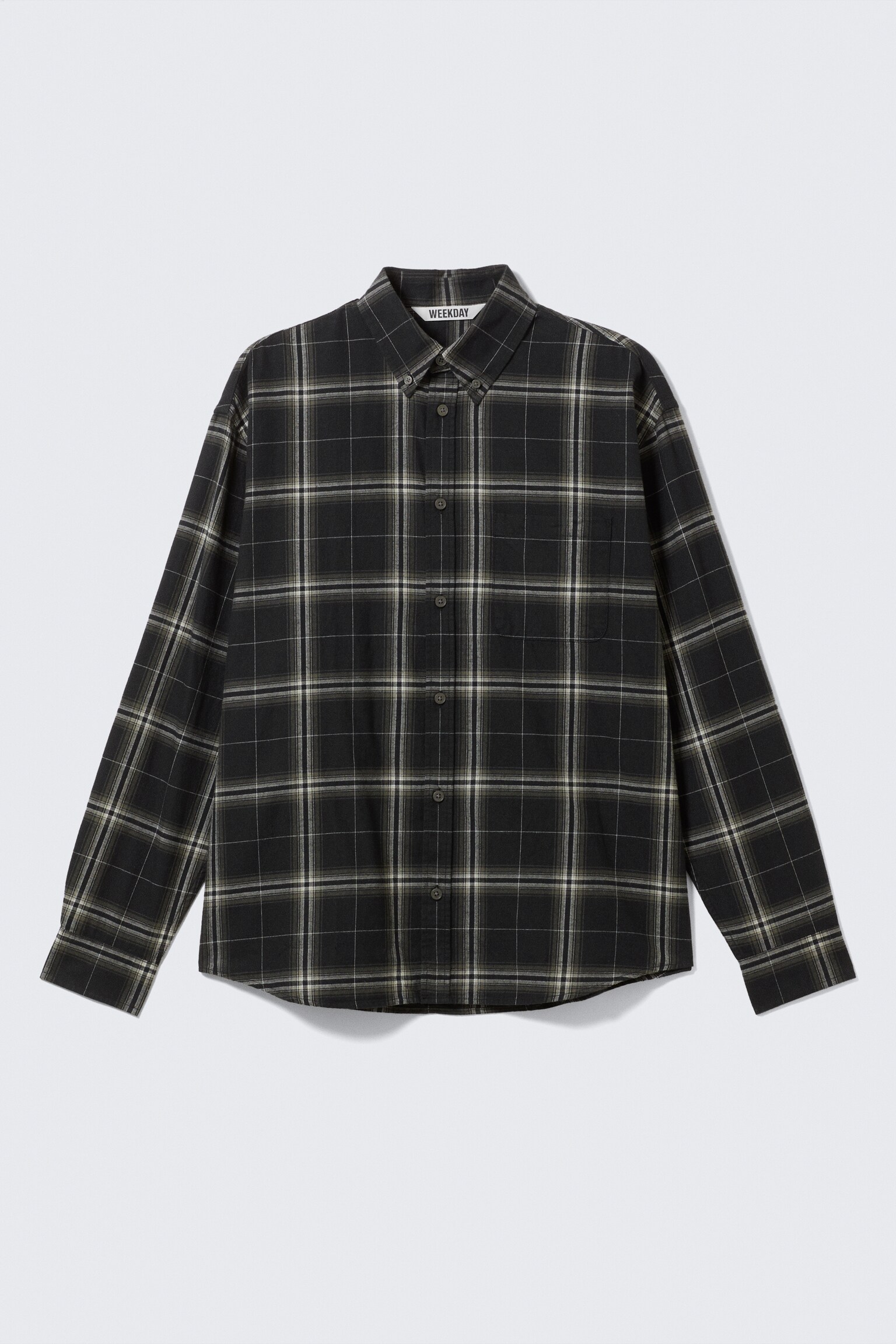 Loose Fit Checked Flannel Shirt - Black Checked - 2