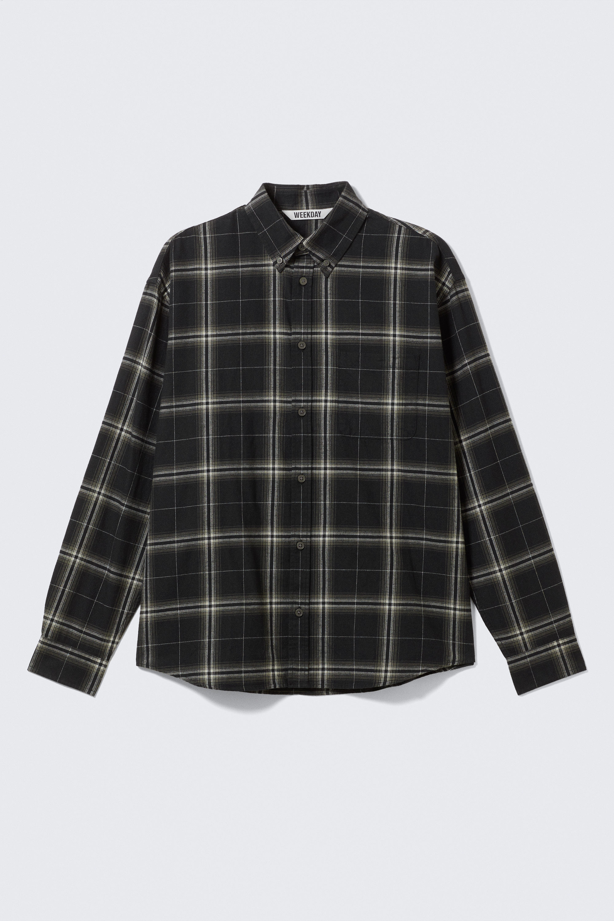 Black Checked - Loose Fit Checked Flannel Shirt - 4
