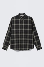 Black Checked - Loose Fit Checked Flannel Shirt - 0