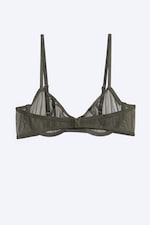 Dark Khaki Green - Sheer wire bra - 1