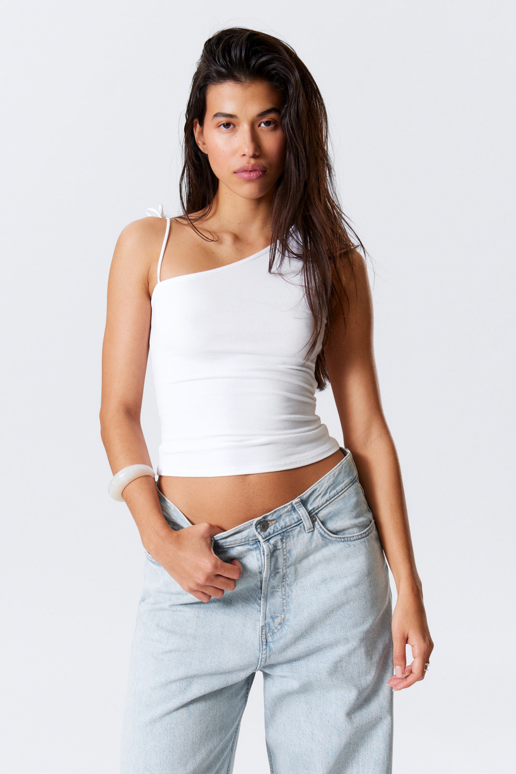 #ECEDEC - Slim Fit One-Shoulder Tank Top - 1