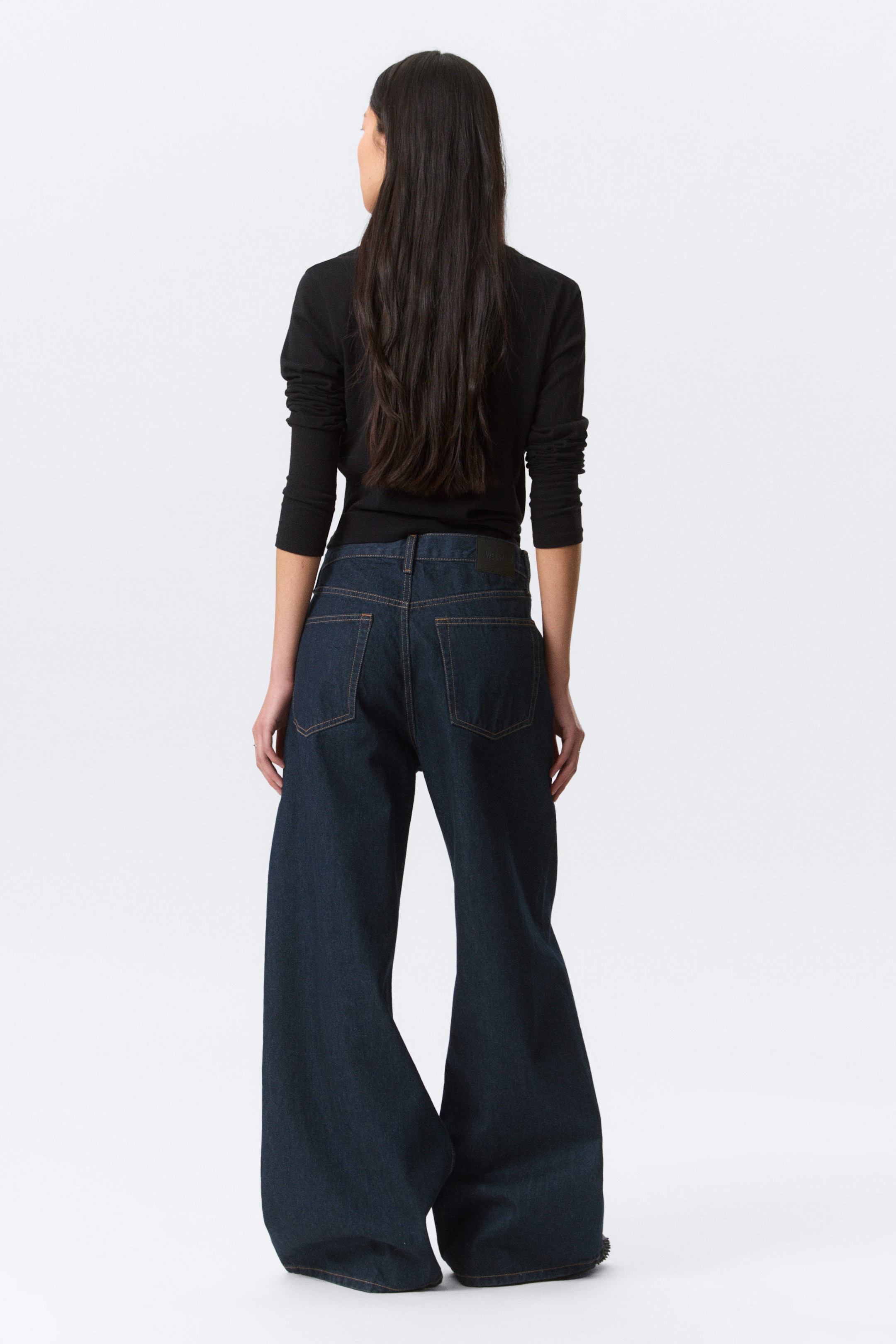 Blue Rinse - Dark Blue - Solar Loose Wide Leg Unisex Jeans - 5