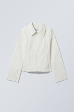 Weiß - Twill-Jacke im Used-Look - 0