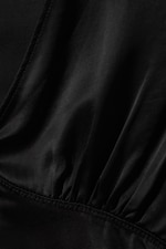 Black - Sleeveless V-neck Satin Top - 5