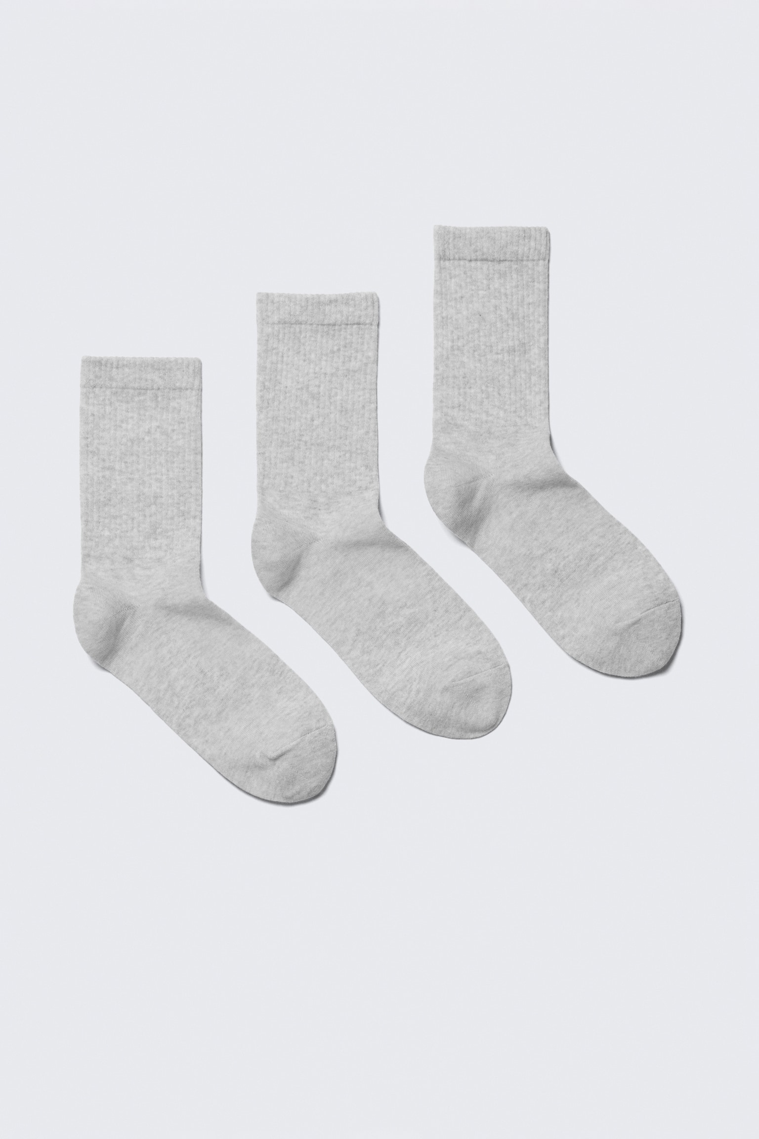 Pack de 3 pares de calcetines deportivos de canalé - Gris jaspeado/Blanco - 1