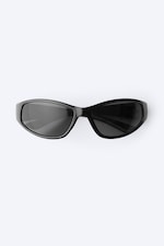 Schwarz - Schwarze Gläser - Wrap-Around-Sonnenbrille - 2