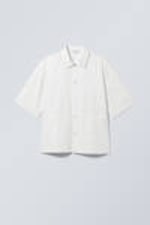 Dusty White - Relaxed Short Sleeve Cotton Shirt - 0
