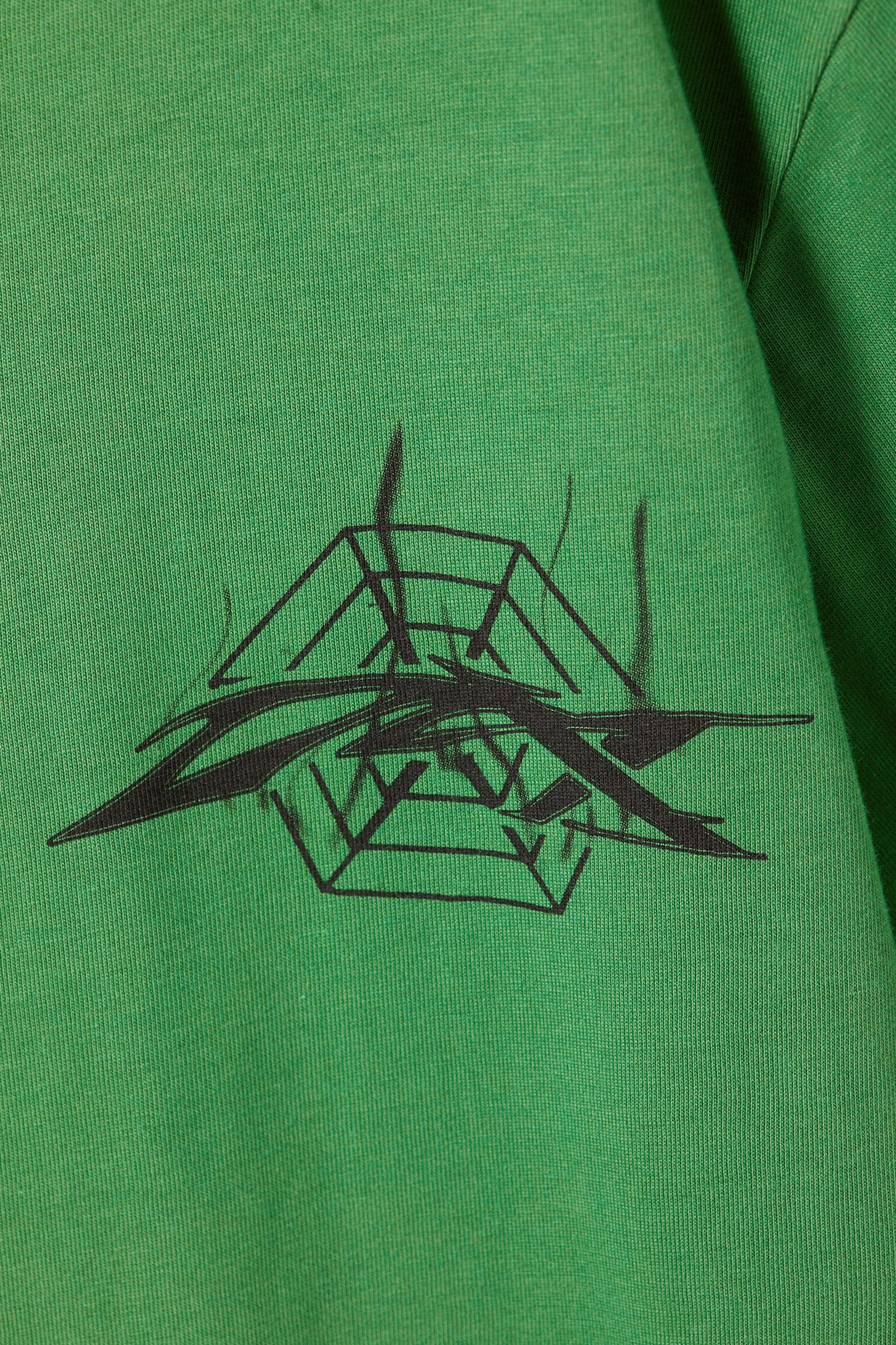 Green/Space Race Print - Relaxed Printed T-Shirt - 1
