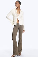 Taupe cendré - Pantalon bootcut taille basse - 0