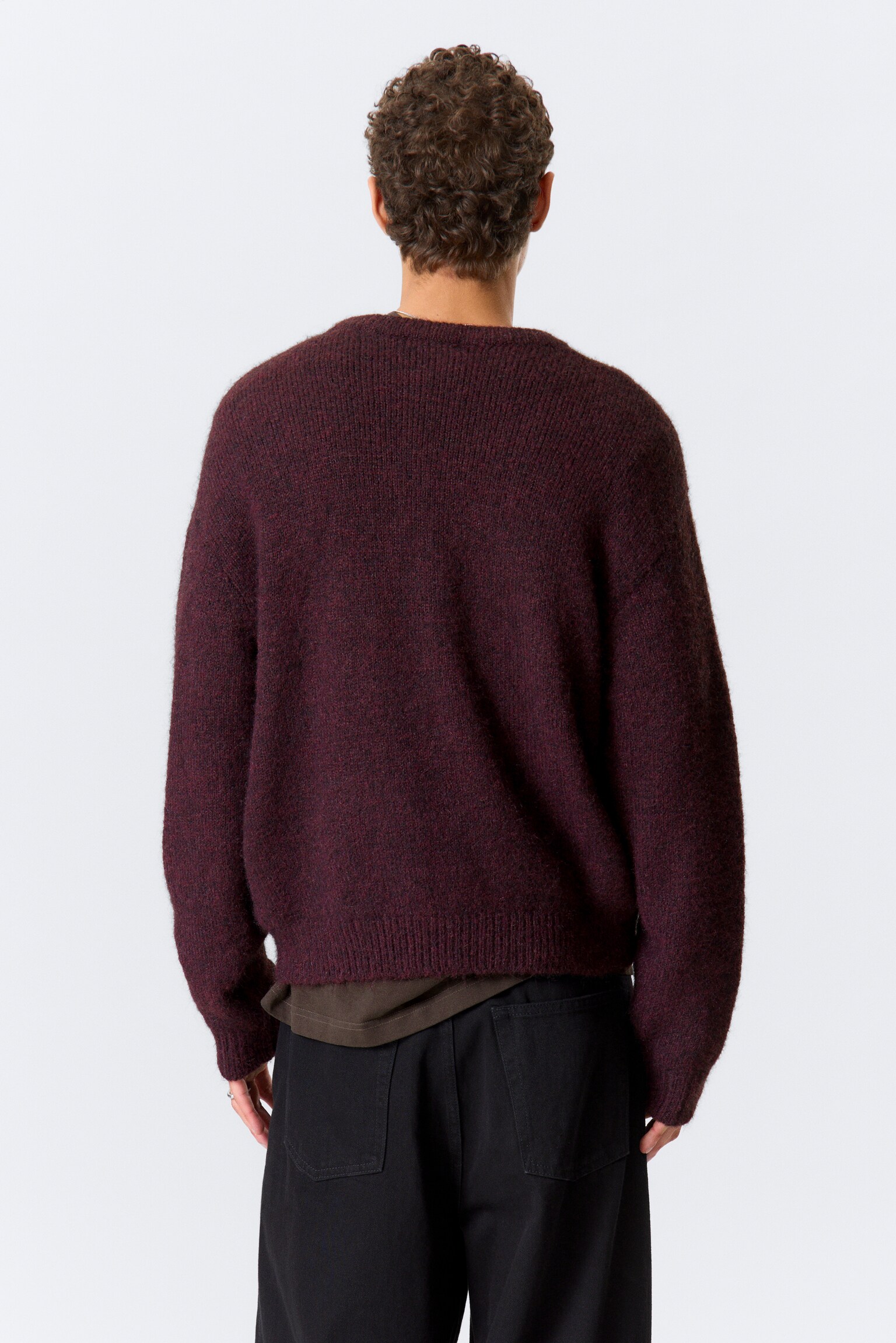 Strickpullover aus einer Wollmischung - Dunkelrot meliert/Marineblau meliert/Dunkelgrün/Dunkelgrau - 6