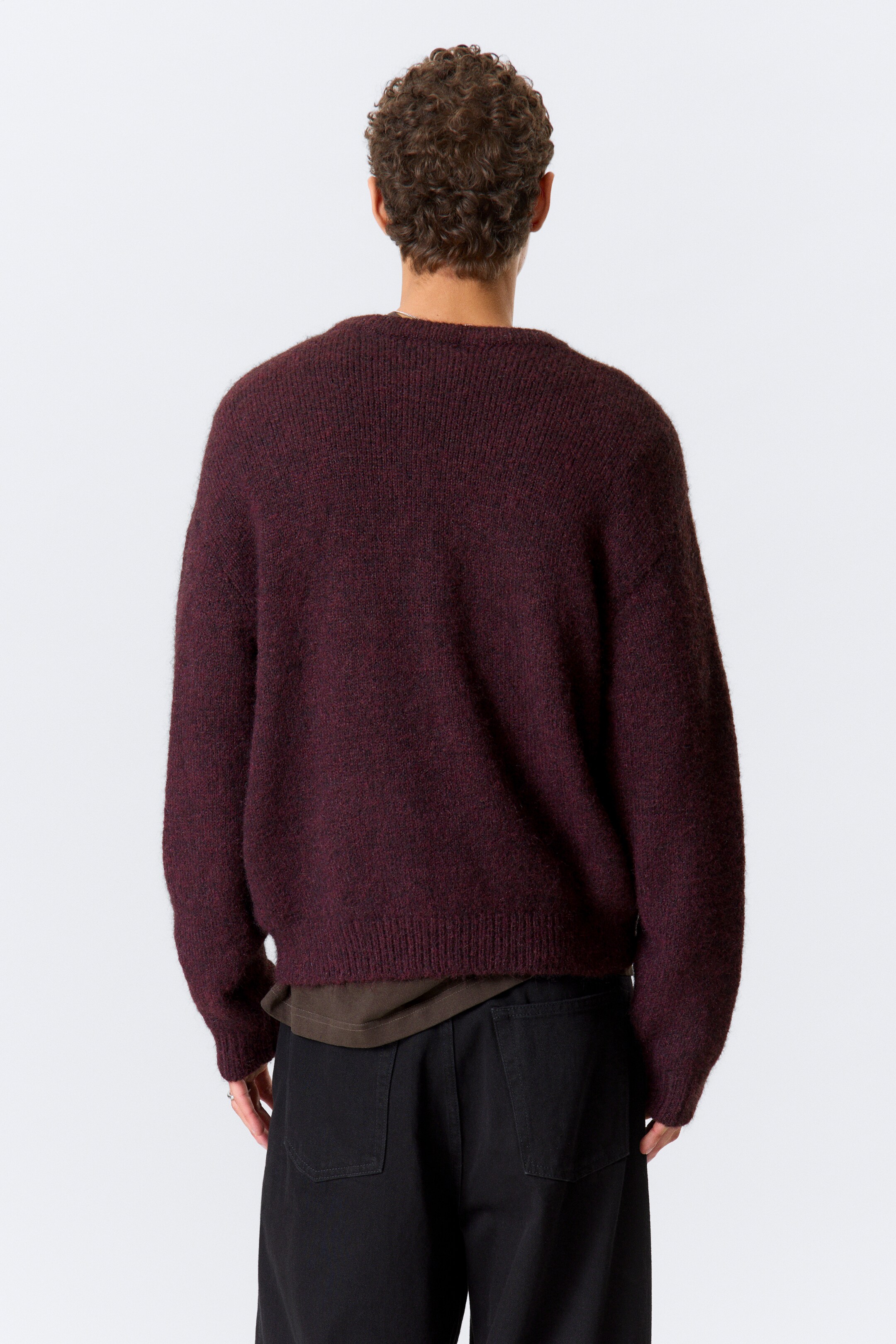 View larger image: Regular Knitted Wool-Blend Sweater - Dark Red Melange - Men | H&M GB 4